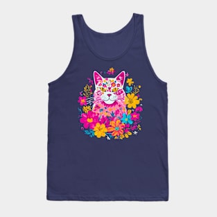 Feline Floral For Cat Lovers Tank Top